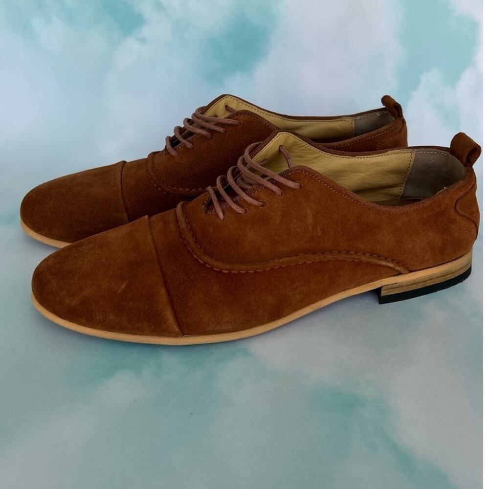 Fashinism Handmaded Men's Brown Soft Suede Shoes with Laces  Size 40 EU / 9.5 US - Picture 3 of 10